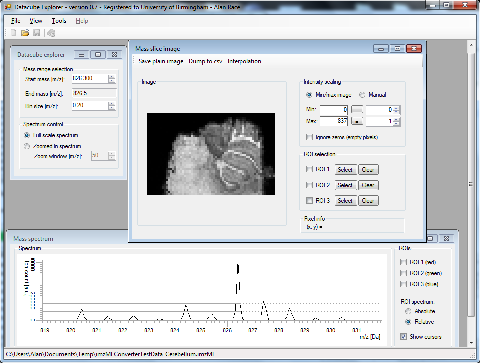 Converted data open in Datacube Explorer